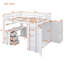 Lit mezzanine double avec tiroirs, bureau et garde-robe