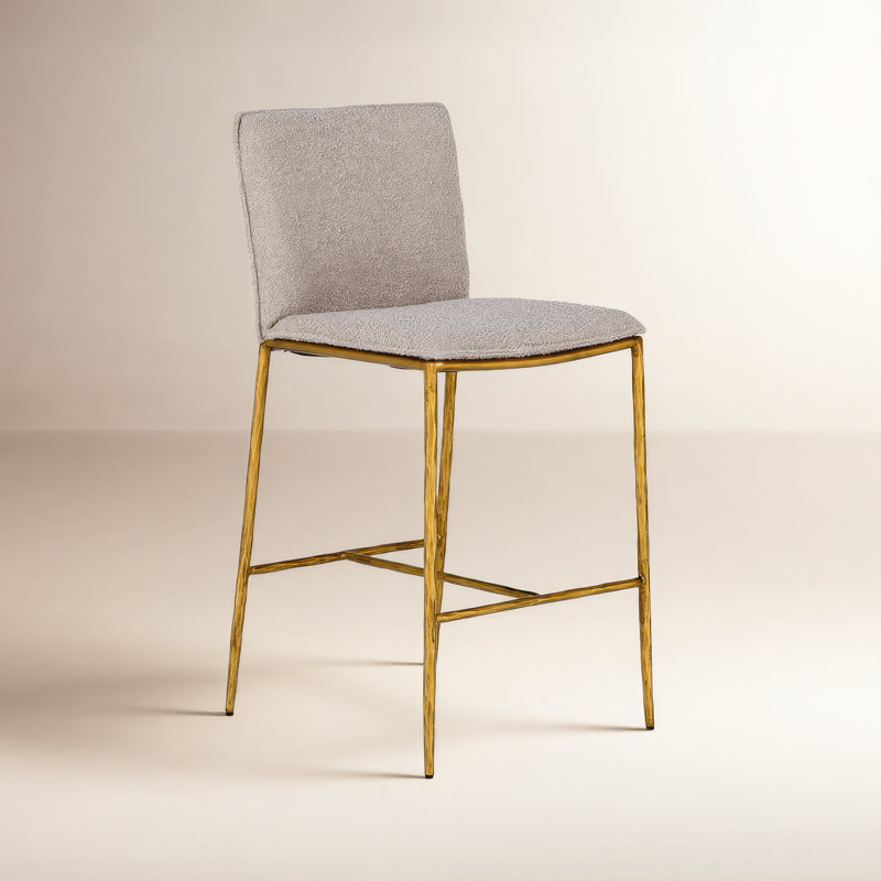 Ovando Upholstered Counter Stool with Metal Frame, Beige