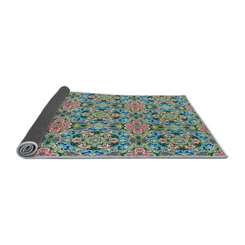 Tapis bleu/vert/orange Trafecanty, Rond 5 pi
