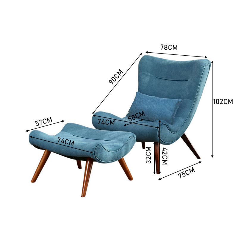 Brushed Velvet Chair with cushion footstool