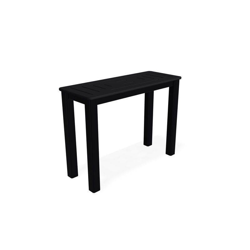 Table d'appoint d'extérieur 10 "x 27" en polymère de qualité marine, Noir / Noir
