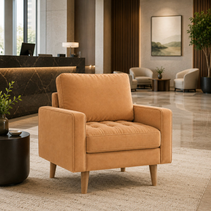 Fauteuil d'appoint Mid-Century, Velours brun clair