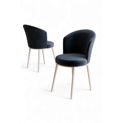 Stylish Chair Set (2 Pieces), Anthracite & White, 17.7 x 34.3 x 16.1 inches | 100% Metal Frame, Plywood Back, Babyface Fabric | Comfortable 19.3-inch Seat Height, Durable Foam Cushions