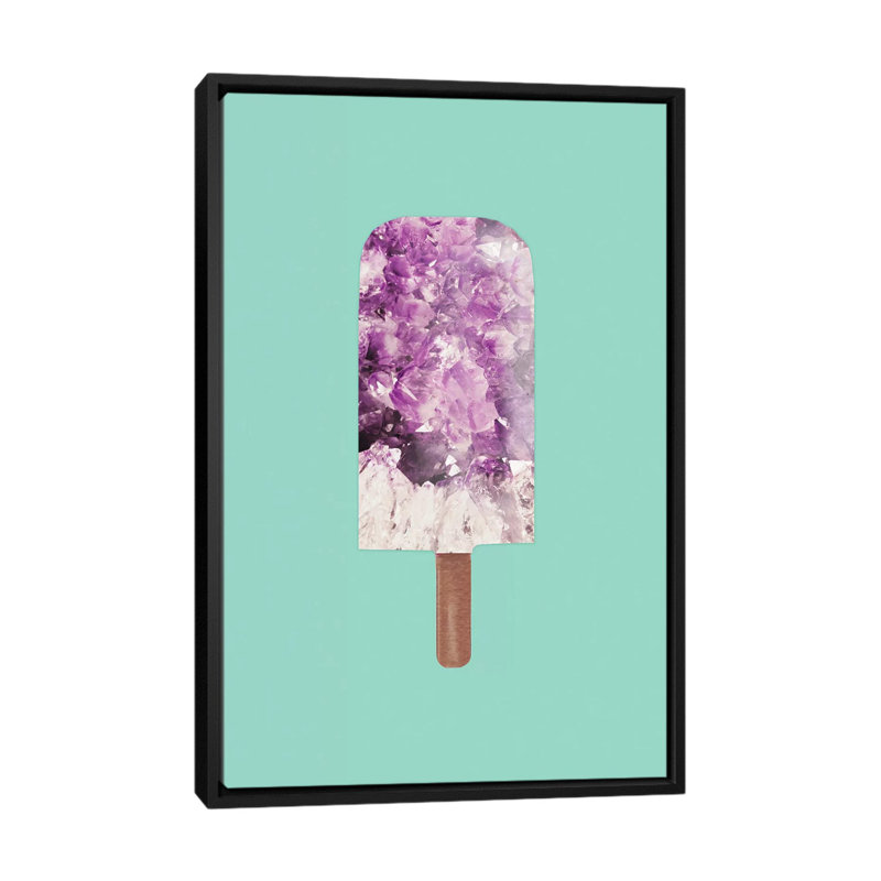 « améthyste popsicle », impression sur toile tendue, H 26 po x l 18 po x P 1,5 po, Toile encadrée noire, Pas de tapis