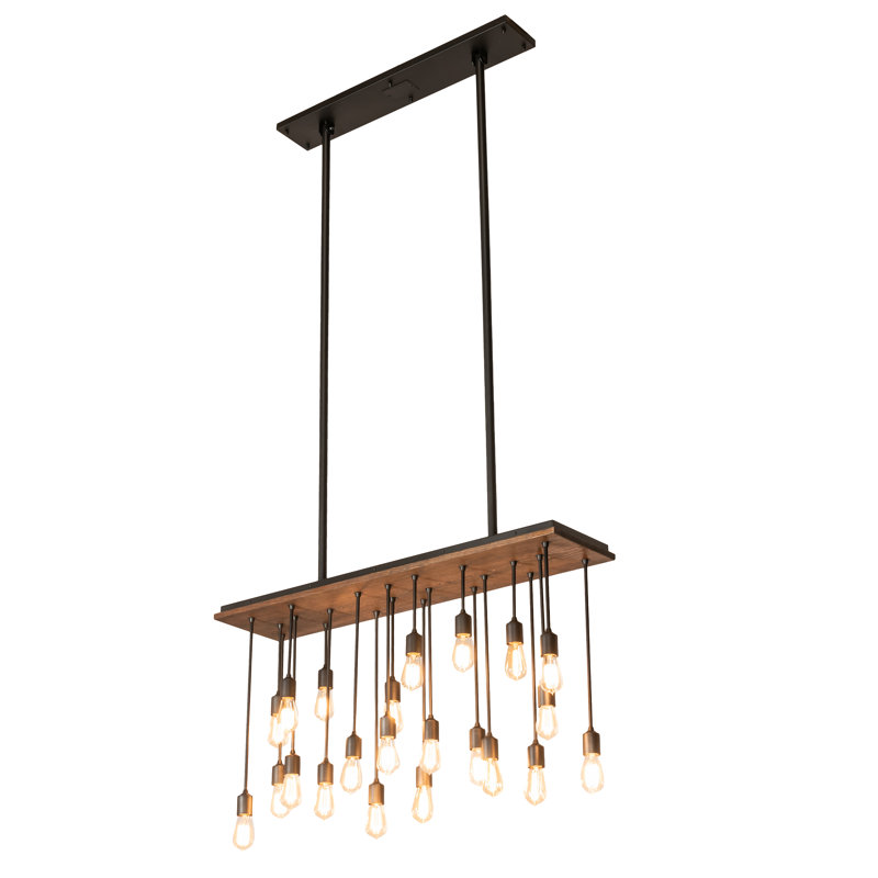 Rustic Lodge 22 - Light Oxidized Steel Kitchen Island Pendant