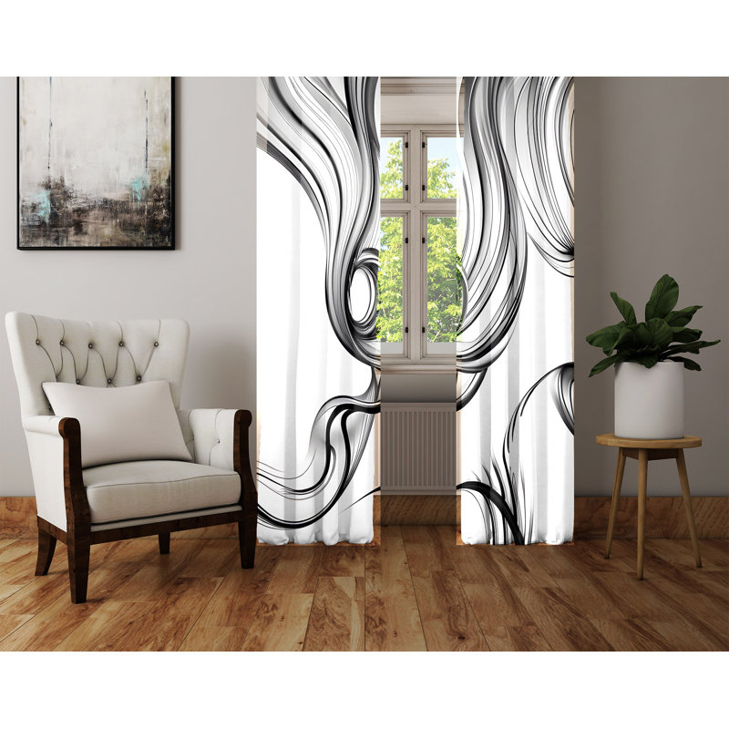 Bermea Semi Sheer Curtain Pair, 20" W x 82" L