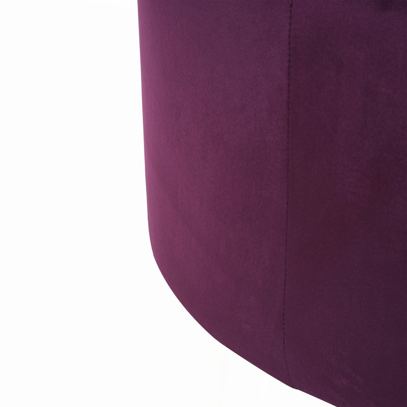 Repose-pieds rond rembourré Henrik, Velours mauve / mauve