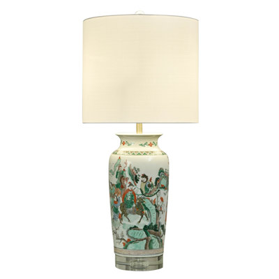 Lampe de jardin Chinoiserie - Multicolore - Abat-jour blanc
