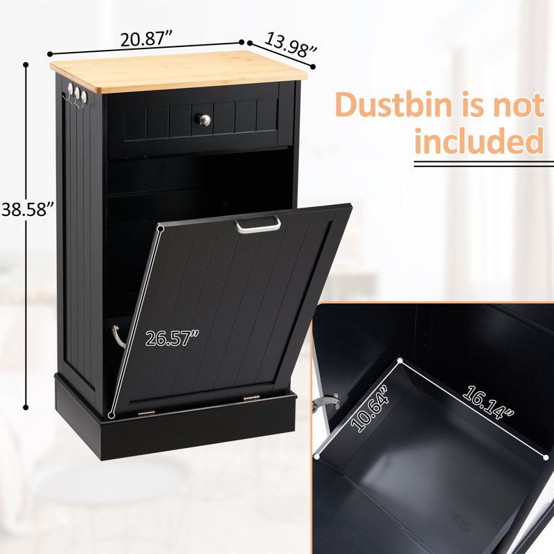 Armoire à ordures inclinable 13 gallons, Noir, noir, noir, noir