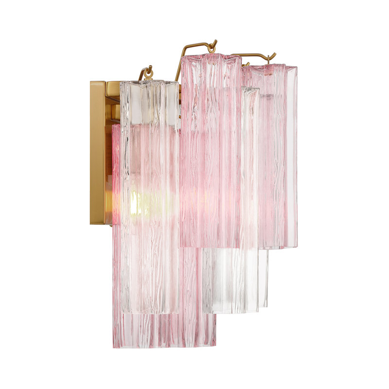Addis 2 light sconce, Aged Brass/Pink