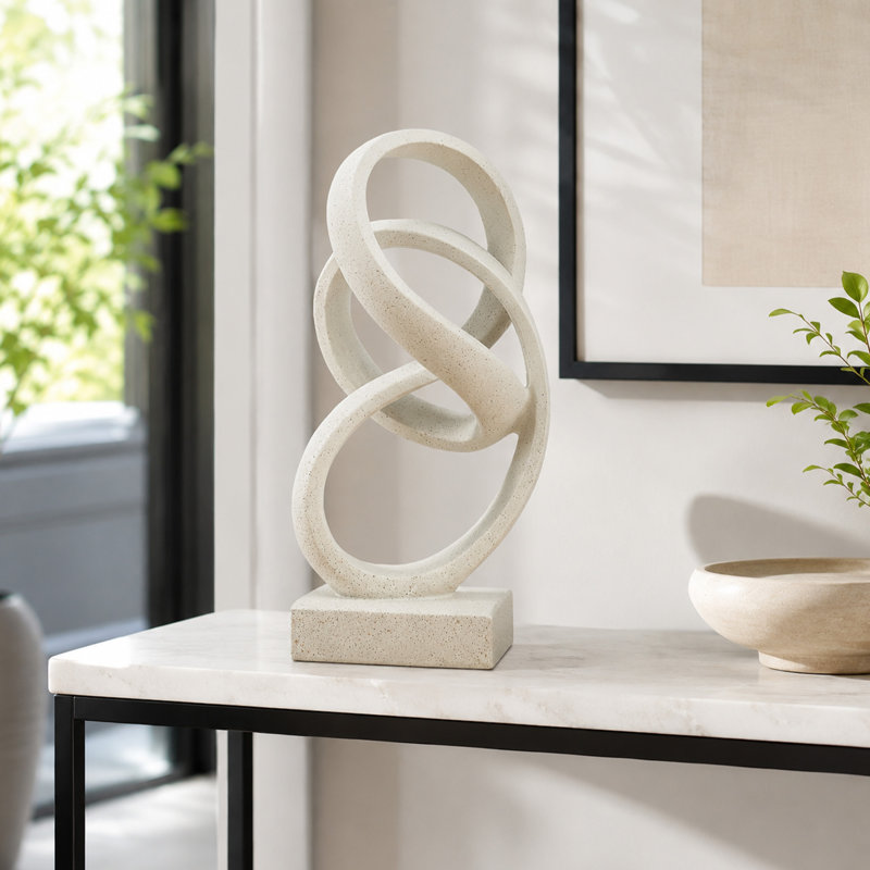 Modern Abstract Ribbon Knot Sculpture Decor
