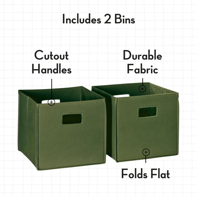 RiverRidge Kids 2pc Fabric Collapsible Storage Cube Organizers with Handles for Playroom Organization - Olive, Olive