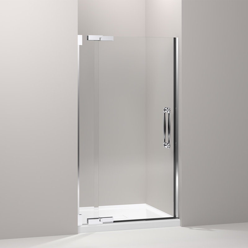 Finial 41.75" x 72.25" Pivot Shower Door, Argent poli brillant
