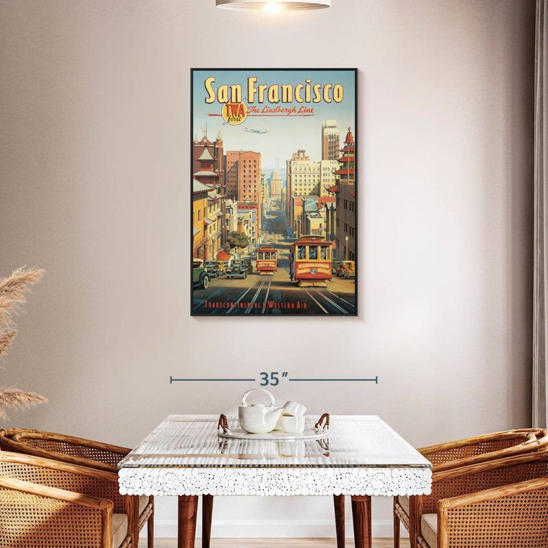 La ligne Lindbergh, San Francisco, Californie, Cadre flottant noir, 29 po x 43 po