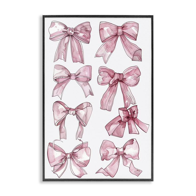 Divers rubans en giclée rose encadrée, design par LSR Design Studio, H 18 po x l 12 po, Giclée encadrée noir minuit