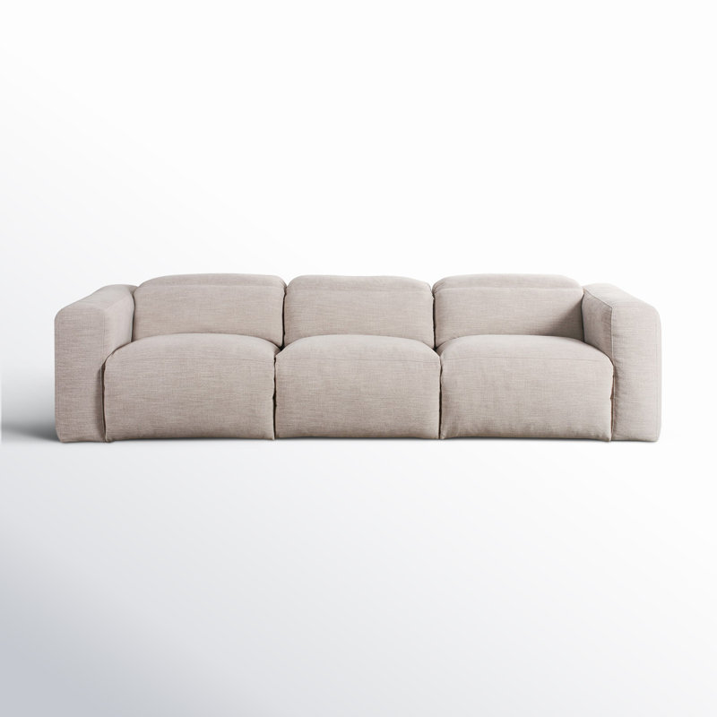 Radley 124" Leather Power Reclining Sofa, Gray Polyester Blend