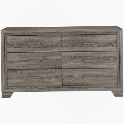 Commode 6 tiroirs en chêne brun