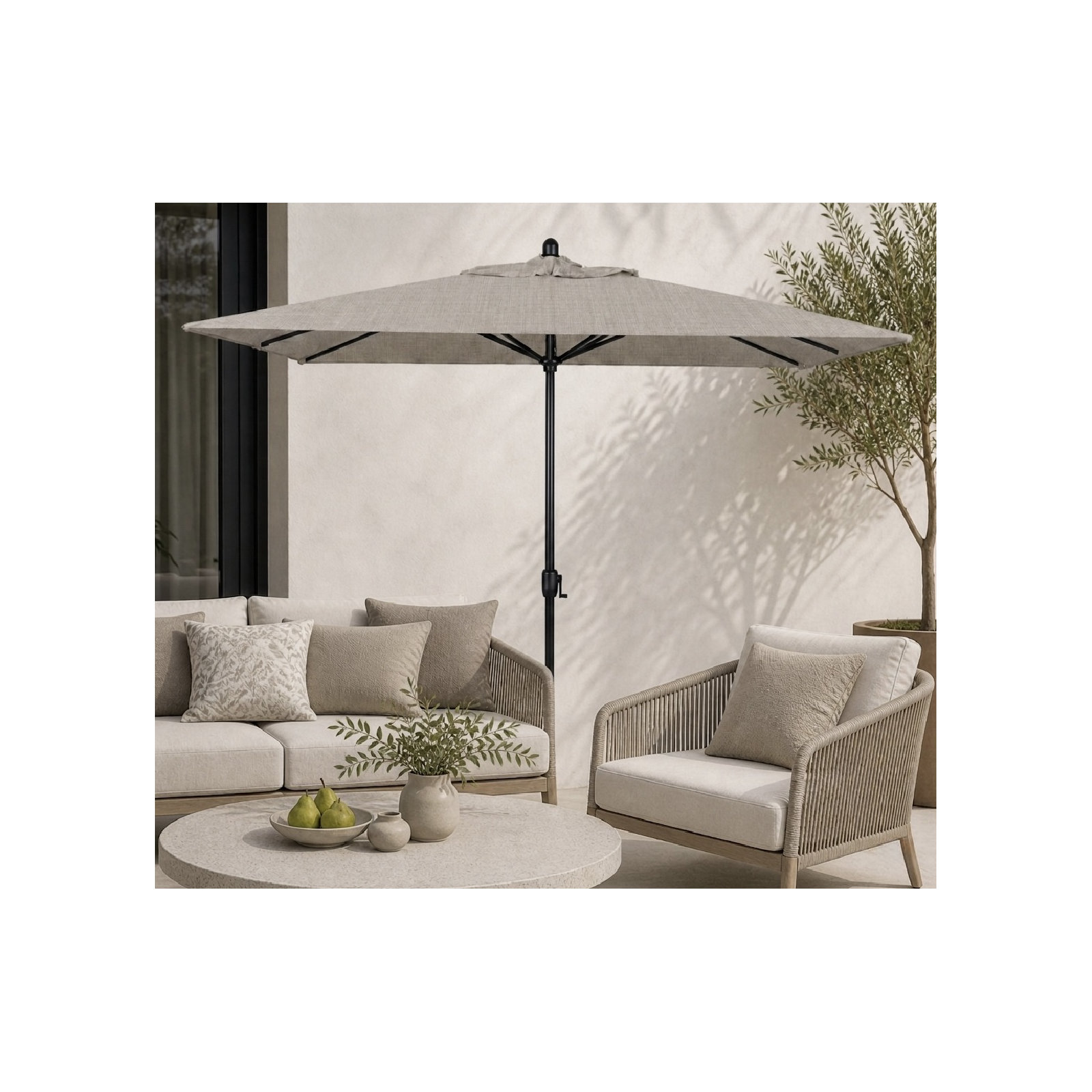 Olivier 116.7'' Outdoor Umbrella, Black Sapphire, Cast Silver Sunbrella®