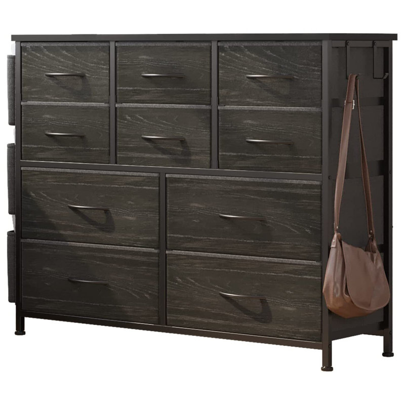Commode double 12 tiroirs Twana, Gris