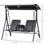 Balancelle de patio, 2 avec auvent, table de rangement pivotante, porte-gobelet, abat-jour réglable, acier rouille, gris, structure en acier antirouille à charge de 528 lb, support