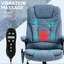 Fauteuil de bureau avec options de vibration et de chauffage - Massage lombaire par fatigue, massage par ordinateur inclinable, accoudoir en cuir PU bleu