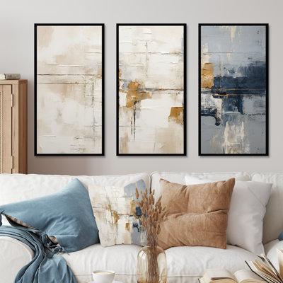 Ensemble minimaliste d'art scandinave beige et doré