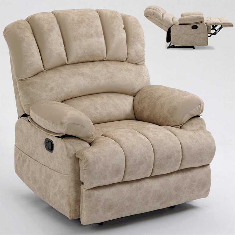 Grand fauteuil manuel avec fauteuil inclinable en tissu rembourré pour le salon, beige, Beige