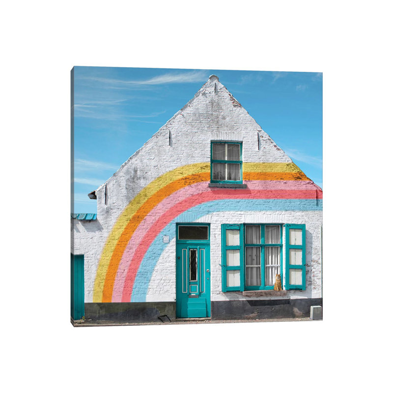 Rainbow House by Erin Summer - Print on Canvas, 66.04cm H x 66.04cm W x 1.91cm D, Wrapped Canvas