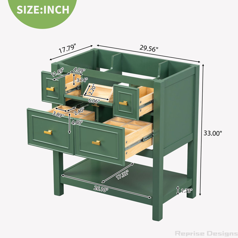 Base de meuble-lavabo simple 29,56 po seulement, Vert