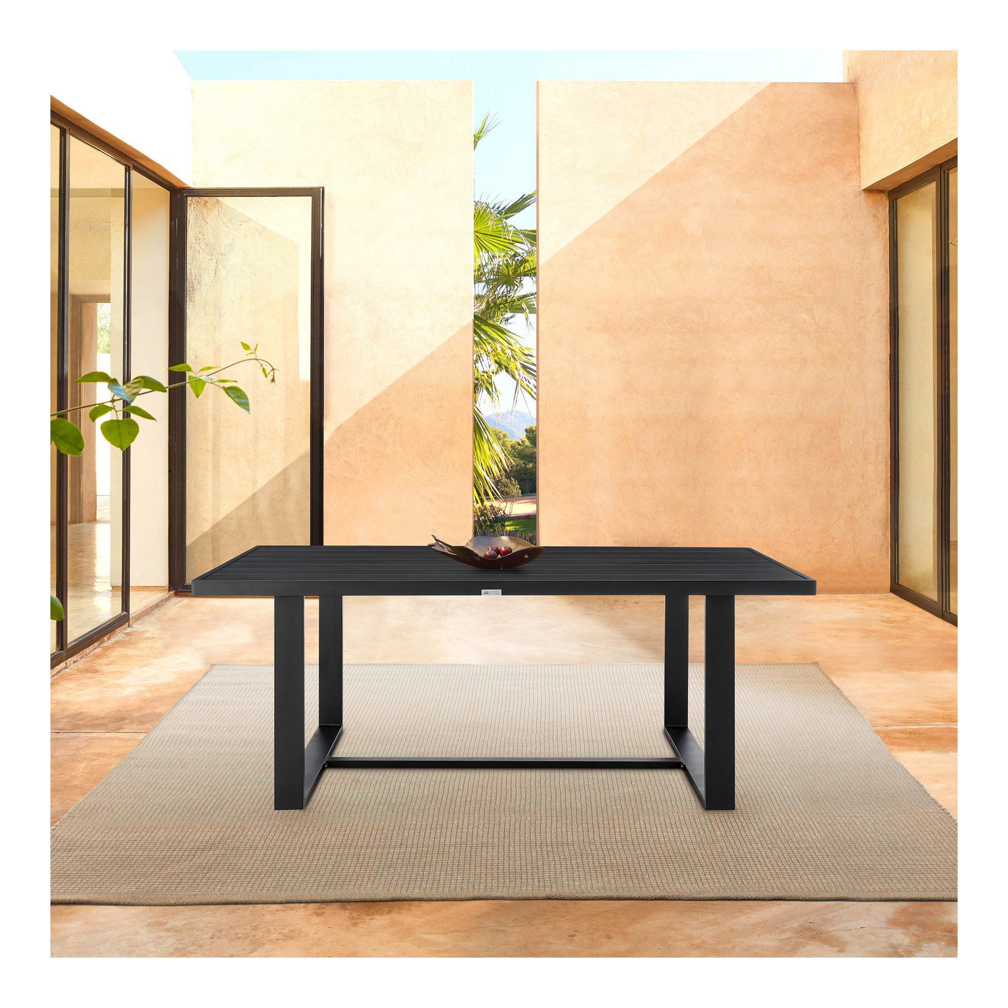 Scotia 79" Outdoor Patio Dining Table in Aluminum, Black