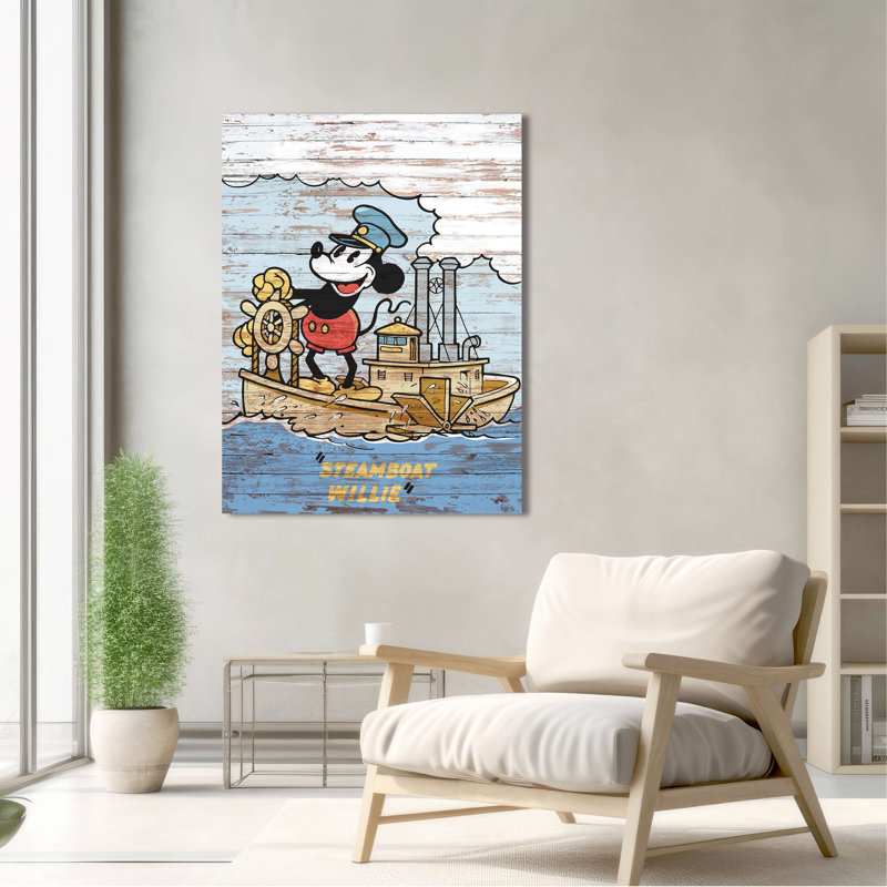 Wrapped Canvas Print: Eric Chestier, Steamboat Willie, 70cm H x 50cm W, White