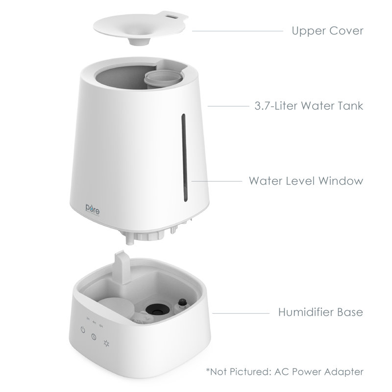 White Ultrasonic Cool Mist Humidifier with Top Fill Design