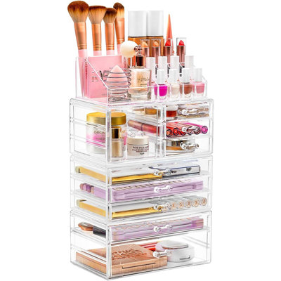 Sorbus 4-piece Clear Makeup and Jewelry Storage Case Display with Drawers and Top Shelf