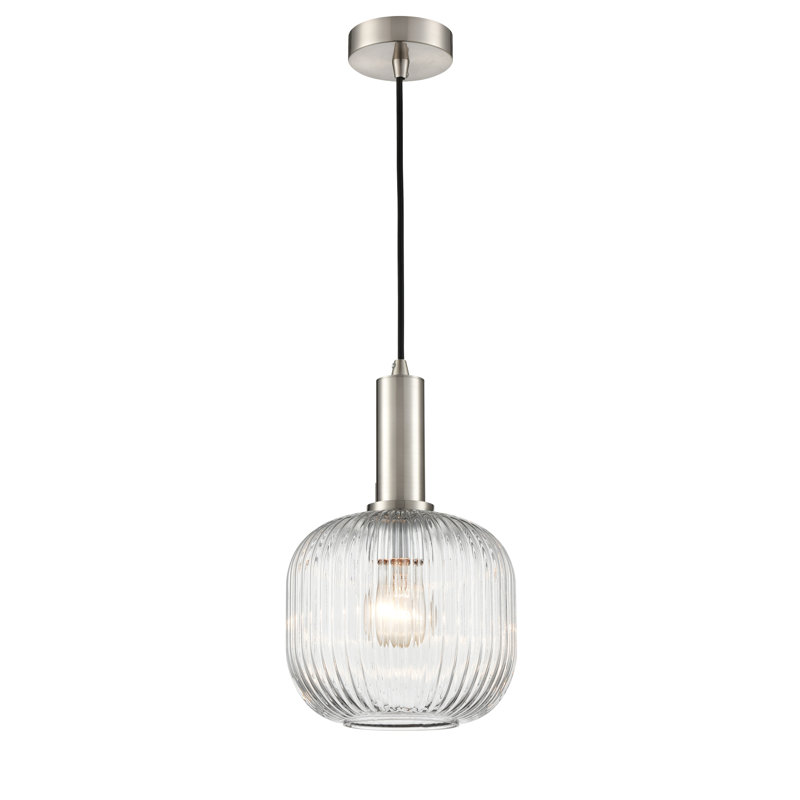 Alizza 1 - Light Single Pendant, Satin Nickel, White, 18.6cm H x 8cm W x 8cm D