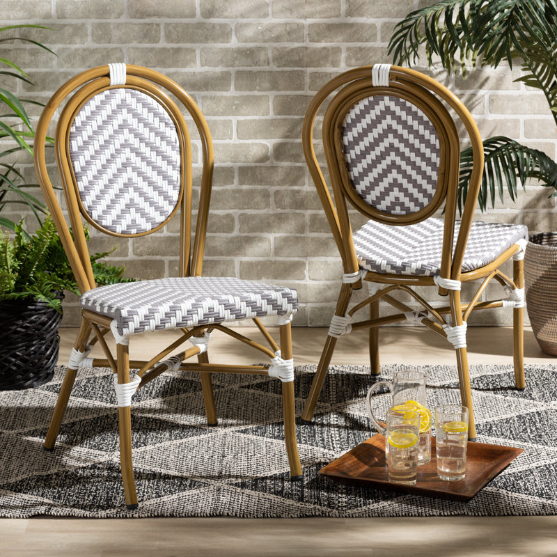 Classic French White and Grey Bamboo Style Dining Chair Set