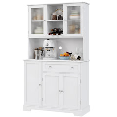 72.4 Minimalist Freestanding Kitchen Storage Cabinet Organizer, Kitchen  Pantry with 4 Doors and Adjustable Shelves Gray-ModernLuxe