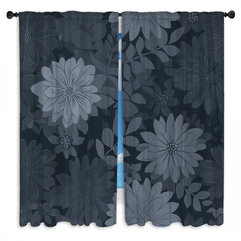 Motif de rideaux de fenêtre à motif floral transparent et obscurcissant - 2 panneaux, 40in x 80in - 2 panels, Transparent