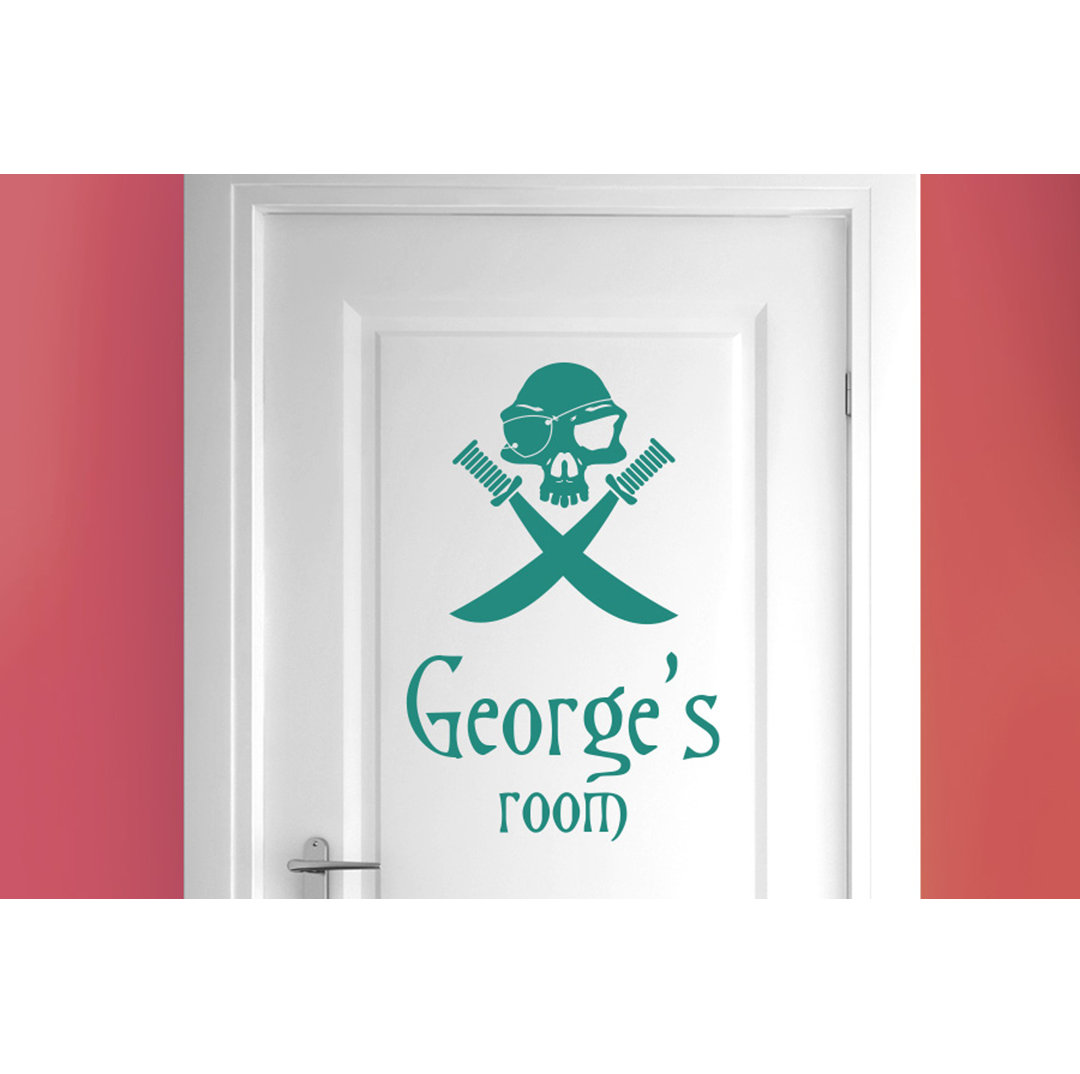 Personalised Pirate Skull with Swords Door Room Wall Sticker