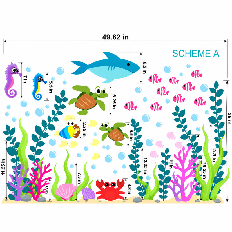 Décalcomanie murale Sous la mer et océanique, Schéma A