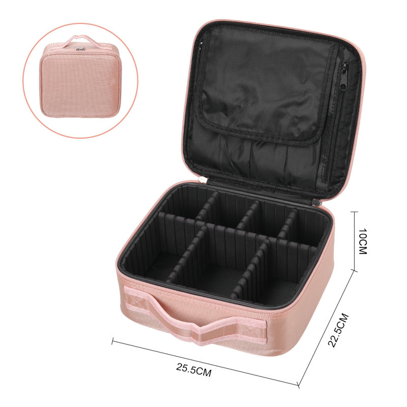 Nashwa Fabric 7 Compartment Makeup Organizer, Pink