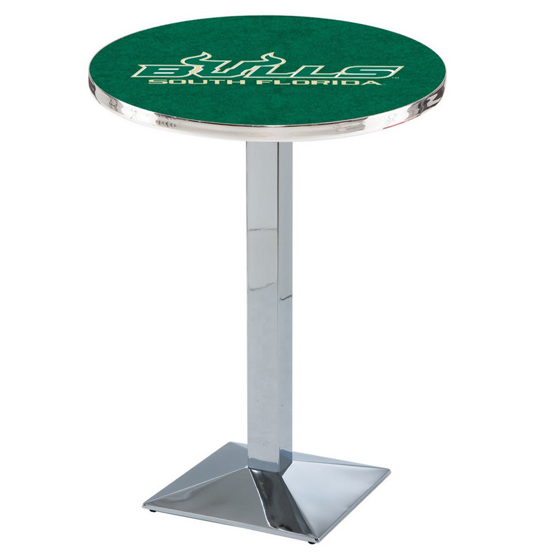 Round Metal Base Dining Table, Chrome, University of South Florida