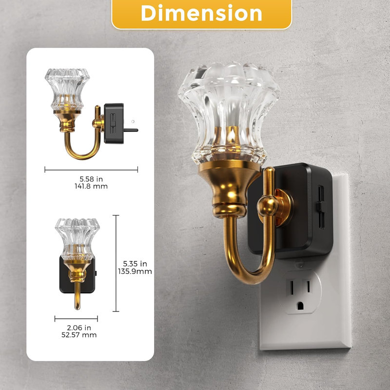 Dusk to Dawn Sensor Night Light Plug in Wall,Warm White Dimmable LED Floral Lamp, 0-100lm Adjustable Brightness Auto On/Off, Soft Glow Nightlight for Hallway, Bedroom, Stairway, Nursery