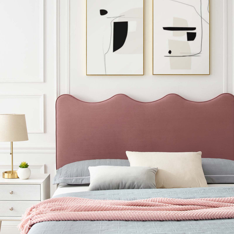 Modway Current Performance Velvet Platform Bed, Dusty Rose, Queen