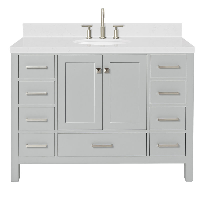 Ensemble de meuble-lavabo simple 48 po , Nickel brossé, Gris