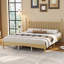 Lit plateforme en bois avec tête de lit en forme de gourde, lit plateforme de style rétro avec support à lattes en bois-633991464-633991467