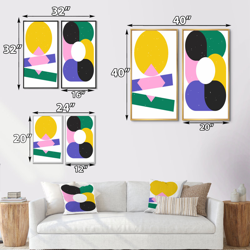«Retro Abstract Minimal Colorful Geometrics VII», ensemble de 2 reproductions, H 32 po x l 32 po x P 1 po