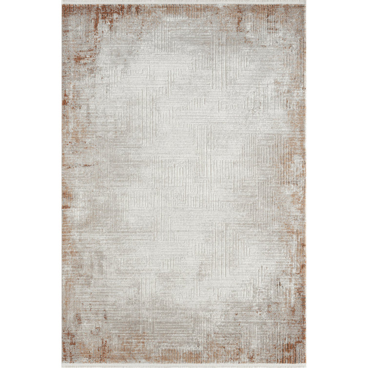 Alegre Bordered Power Loomed Tan Indoor/Outdoor Rug Gracie Oaks Rug Size: Rectangle 6'7 x 9