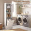 Armoire de rangement de 67 po de hauteur avec panier à linge inclinable, blanc