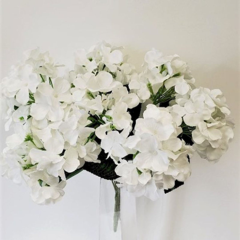 Fabric Hydrangea Arrangement, White