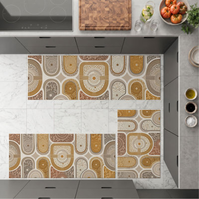 Tapis de cuisine lavables antidérapants à cercles géométriques